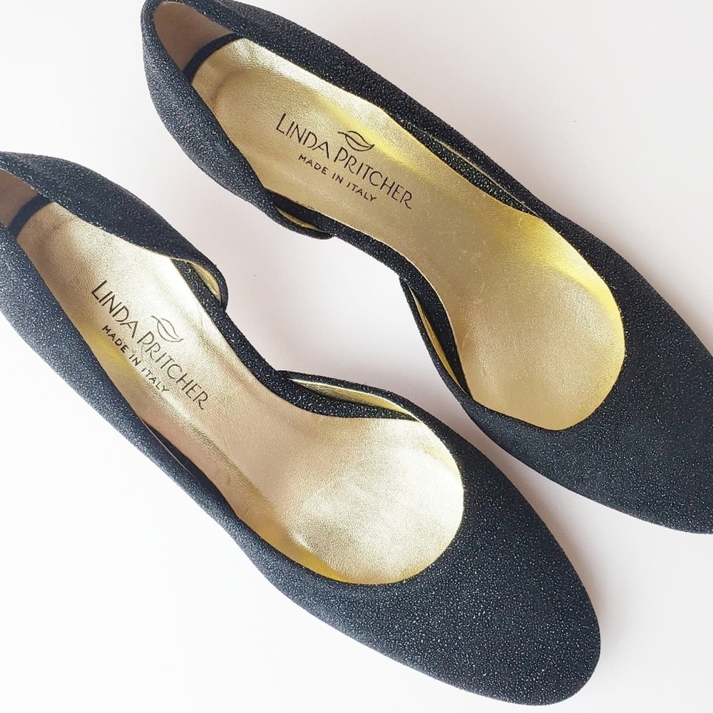 Linda Pritcher Soutine Made In Italy Black Onyx Pumps Size 7 1/2 Eur 37 1/2 - Picture 2 of 11